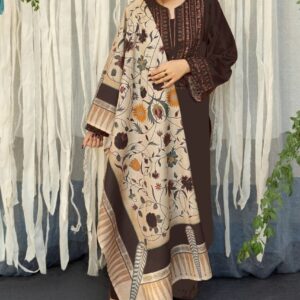 ASLING  3PC PREMIUM Quality LAWN | DYED SHIRT  NECK PATCH| SLEVES EMBROIDED |TROUSER EMBROIDED