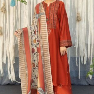 SUMMER 26 3PC PREMIUM QUALITY LAWN DYED SHIRT NECK PATCH  DIGITAL PRINT MONARK FANCY DUPATTA
