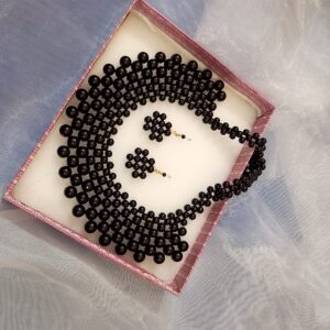 Beautiful and classic Black Pearl jewellery set | craft with beautiful glass pearls by Alishba Aura