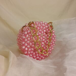 Beautiful round pink acrylic bag by Alishba Aura | handmade bag