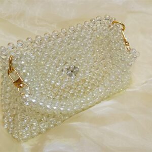 Beautiful white transparent pearl bag by Alishba Aura | Handmade bag | pearl bag