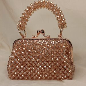 Aura Bliss bag | Crafted with beautiful champagne coloured crystal pearls by Alishba Aura
